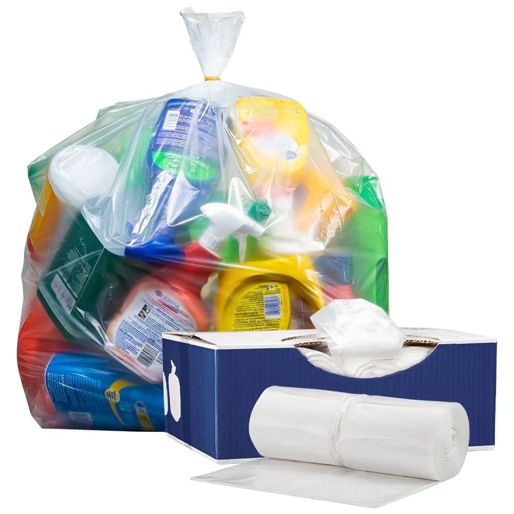 Clear 20-30 Gallon Recycled Plastic Trash Bags, 100 Count