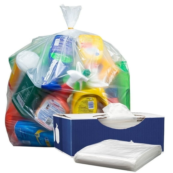 Plasticplace 40-45 Gallon Trash Bags 2.0 Mil Clear Extra Heavy Garbage Can Liners 40" x 46" (50 Count)