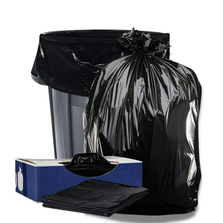 Plasticplace Heavy Duty 55-60 Gallon Trash Bags, 1.2 Mil, Black