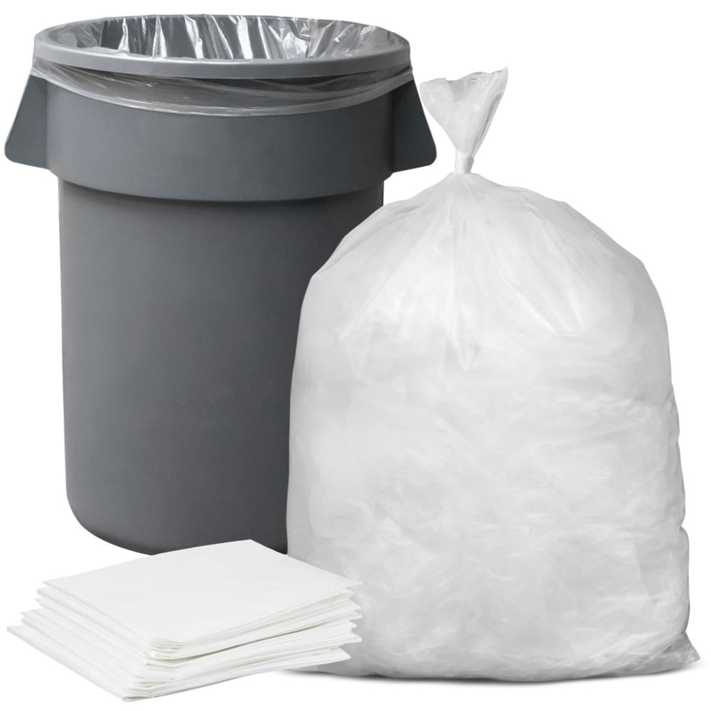 55-60 Gallon Clear Trash Bags, (50 Bags w/Ties) Large Clear Plastic  Recycling Garbage Bags, (Clear)