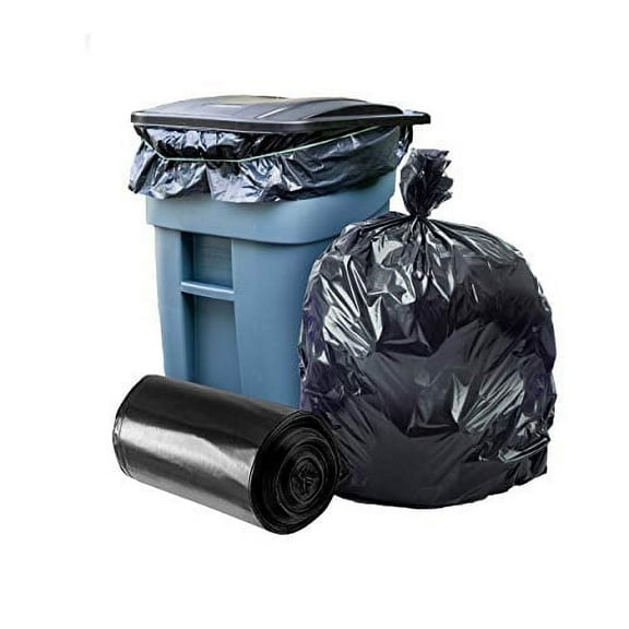 Plasticplace 65 Gallon Trash Bags 2.7 Mil Black Heavy Duty Garbage Can Liners 50 x 48 (25 Count)
