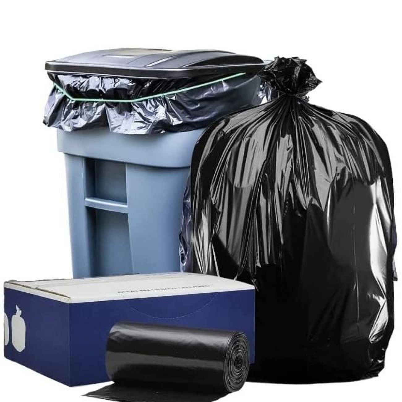 Plasticplace 95-96 Gallon Black Trash Bags - 25 Count, Unscented, Heavy Duty