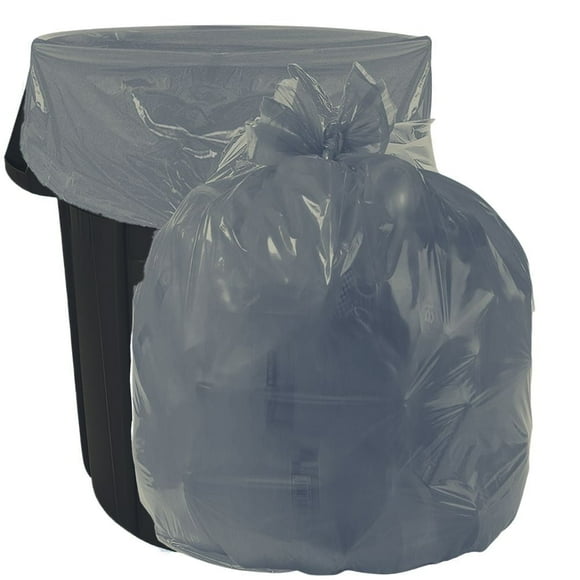 Plasticplace Low Density 32-33 Gallon Silver Trash Bags, 1.5 Mil Garbage Can Liners, 100 Count