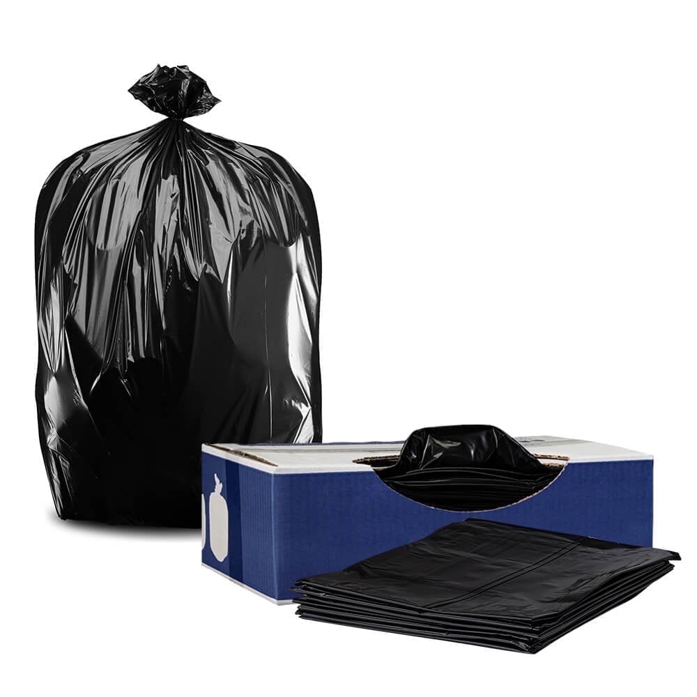Plasticplace Low Density 32-33 Gallon Trash Bags, 1.7 Mil Garbage Can Liners, 100 Count, Black