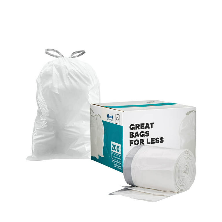 Plasticplace Simplehuman* Code G Compatible Drawstring Trash Bags, 8 Gallon  (200 Count)