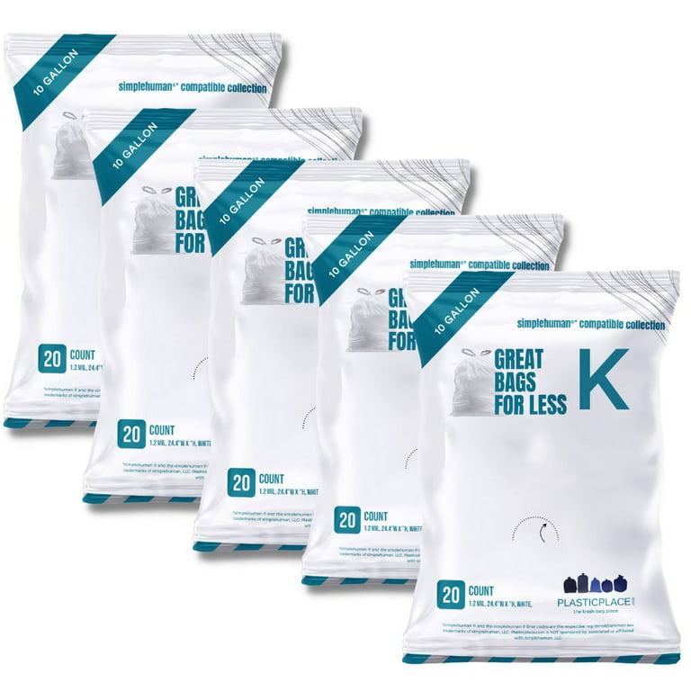 Plasticplace Simplehuman®* Code K Compatible Packs, White