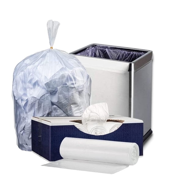 Plasticplace 6 Gallon Trash Bags │ 6 Microns │ Clear Garbage Can High Density Liners │ 20" x 22" (2000 Count)