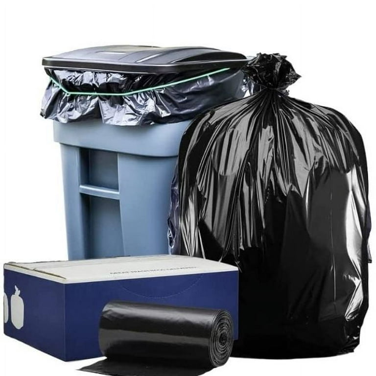 Plasticplace 65 Gallon Trash Bags, Black, (100 Bags)