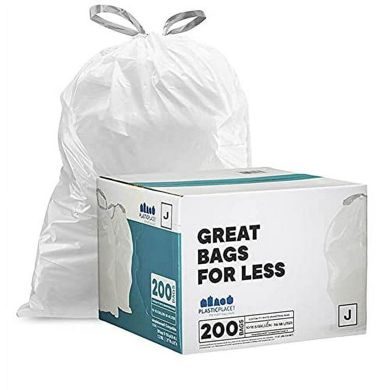 Plasticplace Simplehuman* Code x Compatible Drawstring Trash Bags 21 Gallon 200 Count