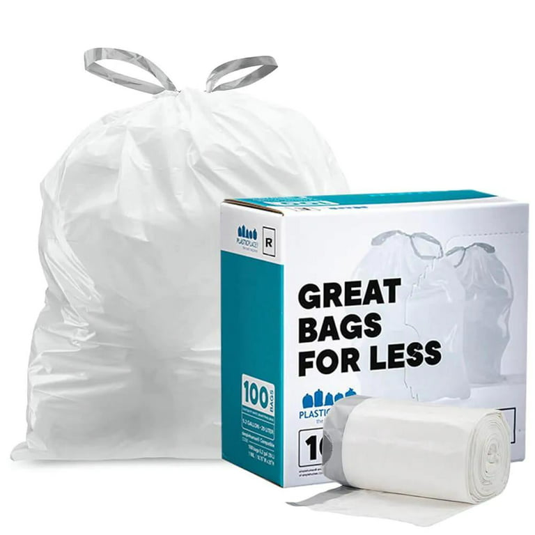 simplehuman Code R Custom Fit Drawstring Trash Bags in Dispenser Packs, 10 Liter / 2.6 Gallon, White – 100 Liners