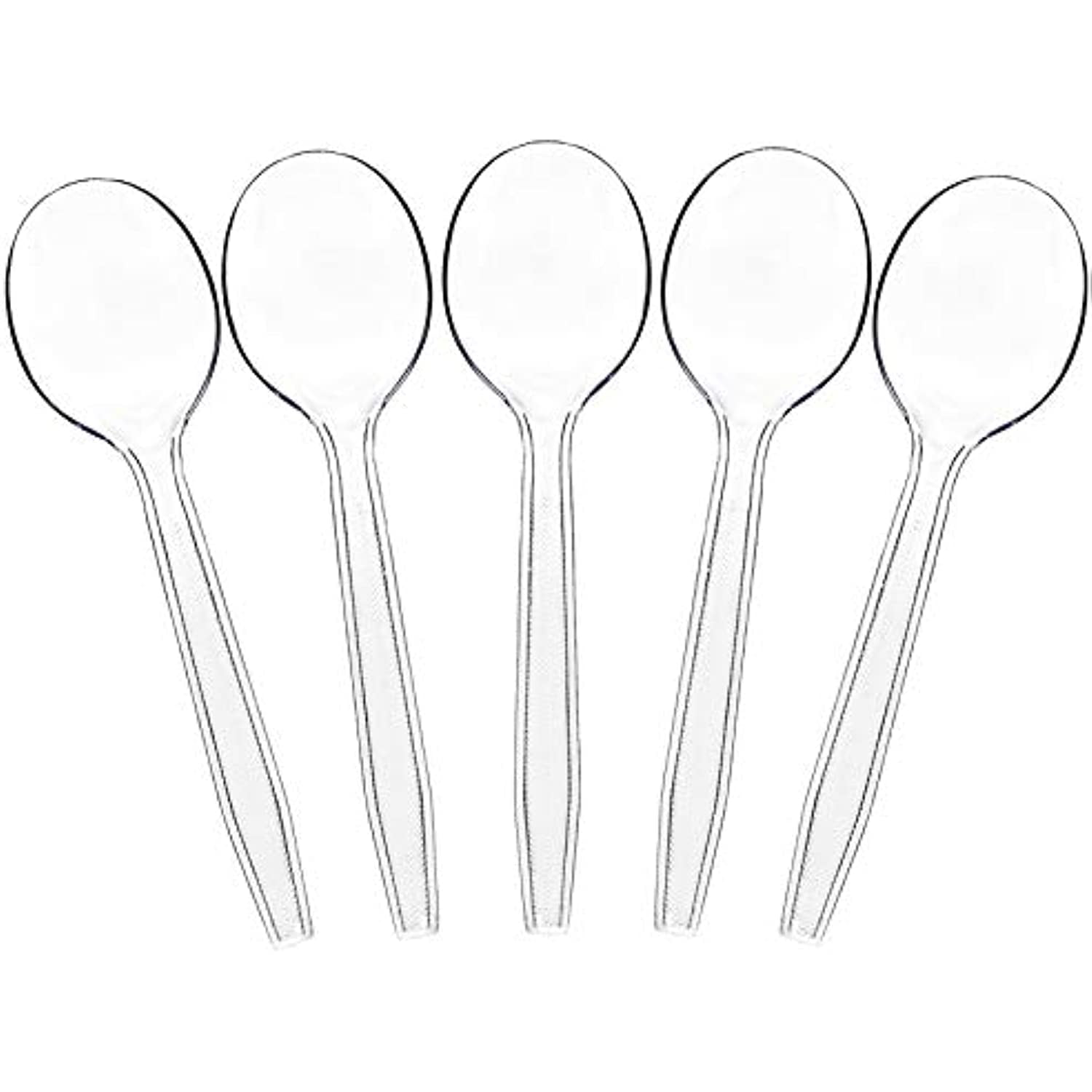Plasticpro Clear Plastic Soup Spoons Disposable Cutlery Utensils 300