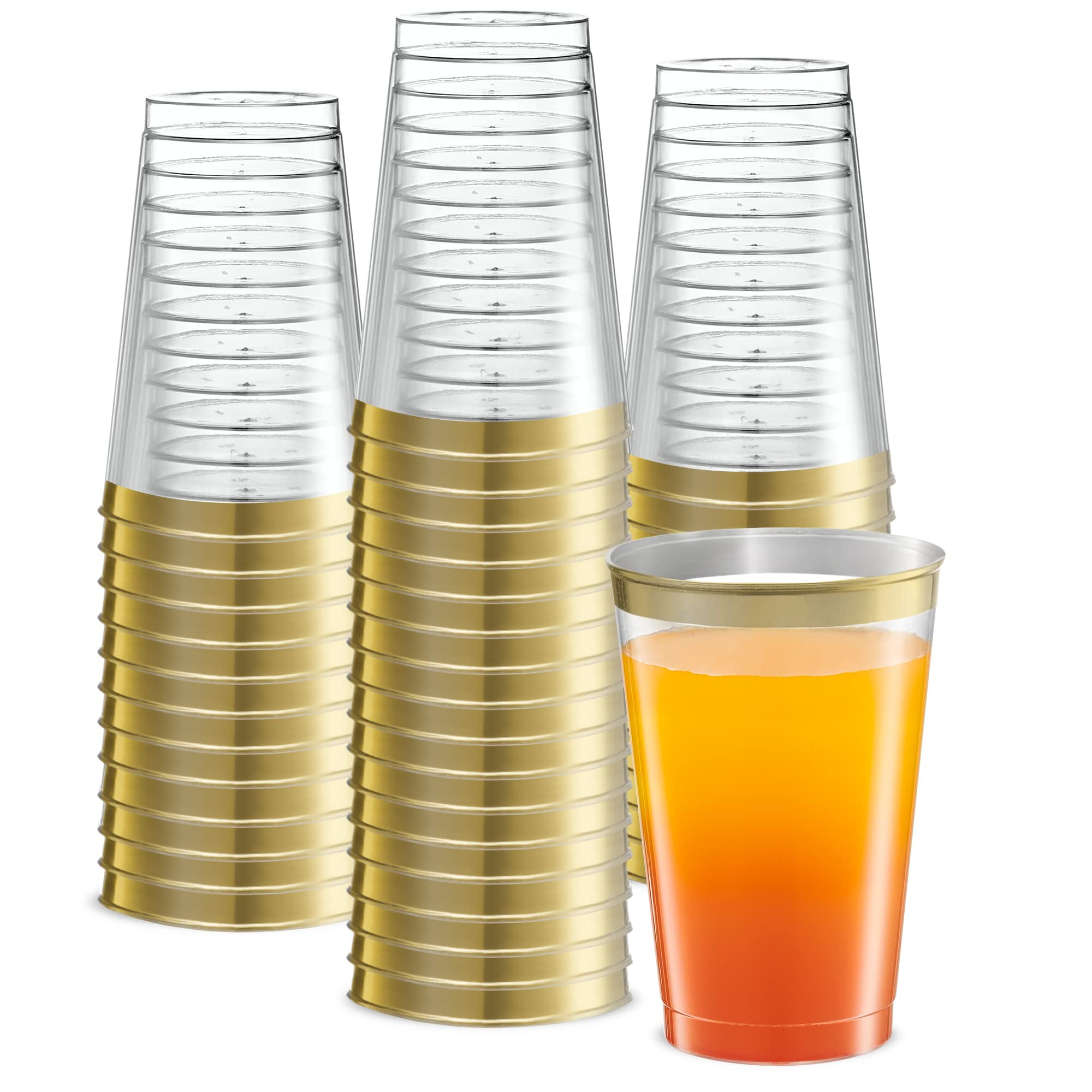 Plasticpro Disposable 12 Oz Crystal Clear Plastic Tumblers With Gold ...