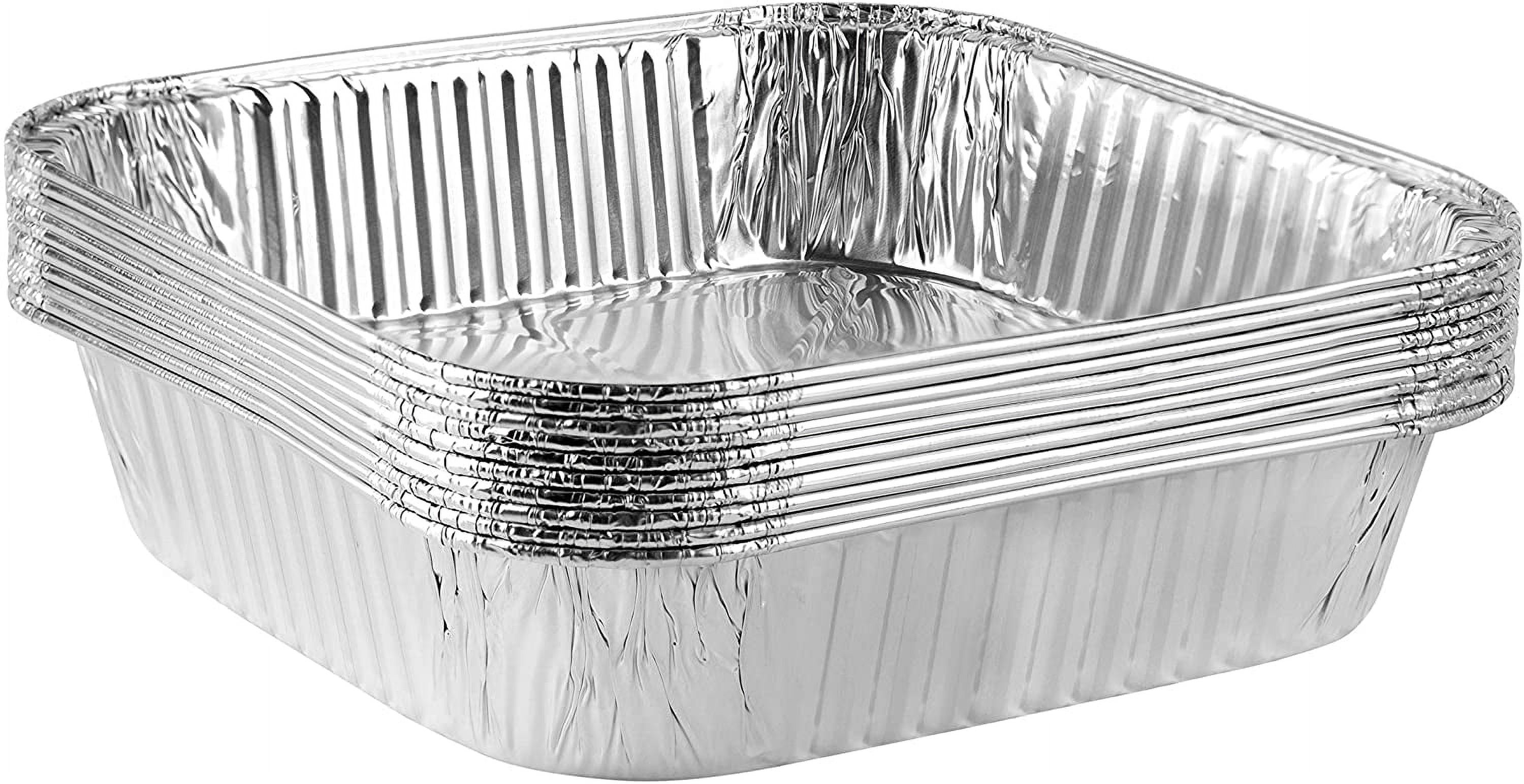 Plasticpro Disposable 8'' X 8'' X 2'' Inch Square Aluminum Tin Foil