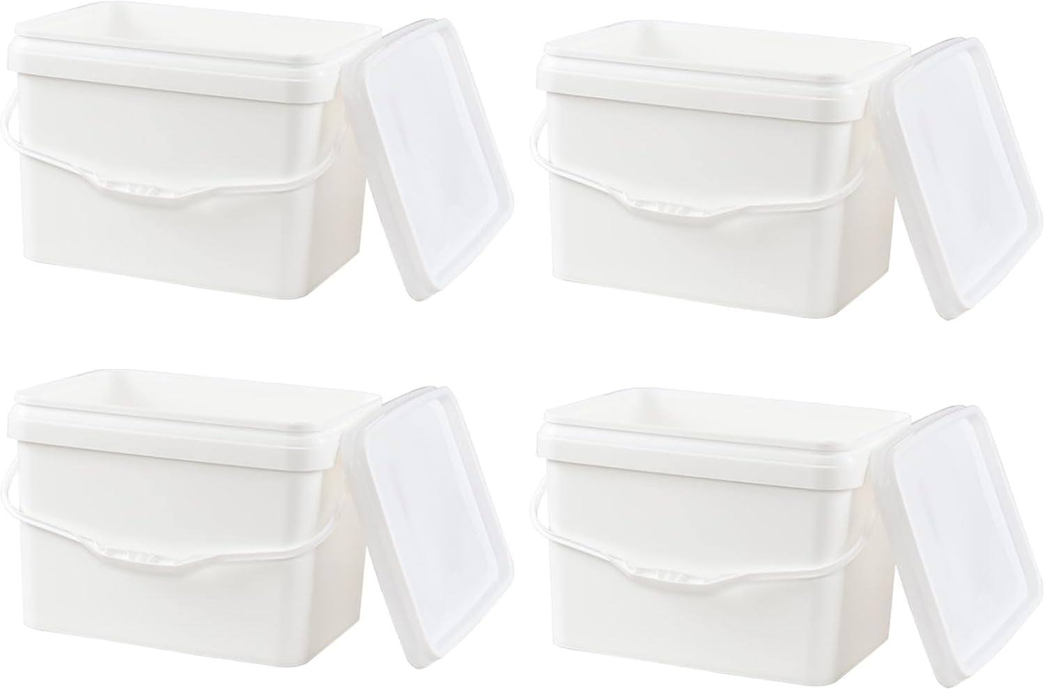 Plastics 5 Gallon White Food Grade Buckets with Handle & Airtight Lids ...