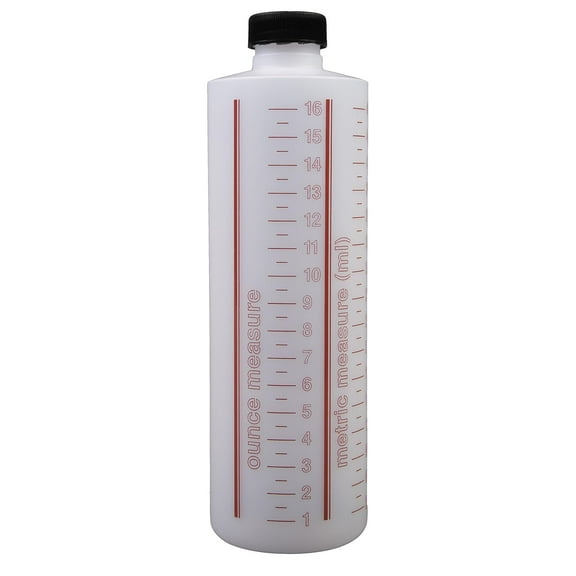 Plastics Cylinder Measure Bottle with , HDPE, Natural, 16oz., 12 Piece