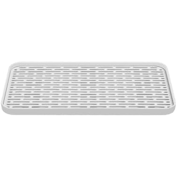 Plastics Drain Tray, Cup & Dish Drying Rack, Drain Board 2 Tier Non Slip Serving Tray with Drainboard Perfect for Sink, Coffee Table, Outdoor (12.2 x 7 x 0.98 in)