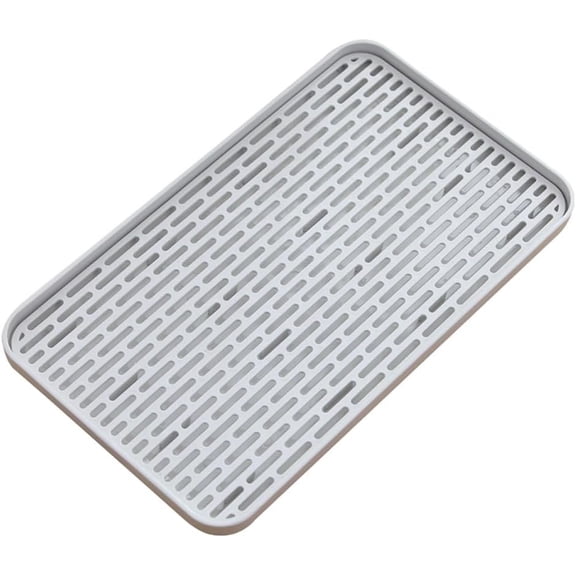 Plastics Drain Tray, Cup & Dish Drying Rack, Drain Board 2 Tier Non Slip Serving Tray with Drainboard for Sink, Coffee Table, Outdoor (15.4 x 10 x 0.98 in)
