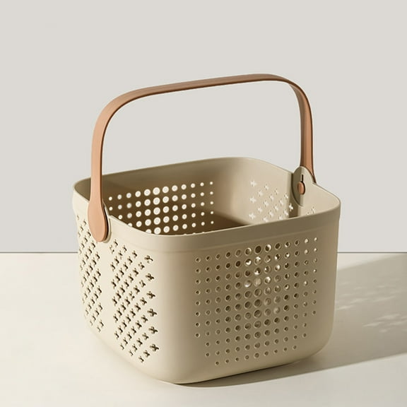 Plastics Storage Baskets with Handles,Portable Shower Caddy Basket Tote,Squares Drainage Bath Basket,Dorm Room Toiletries Caddy, Storage Basket for Bathroom and kitchen.