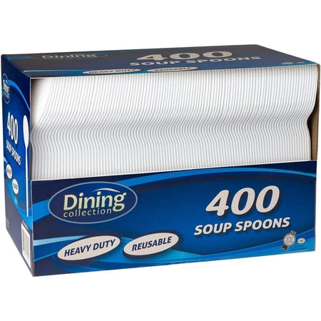 Plasticware Soup Spoons, White - 400 Count Cutlery - Dining Collection