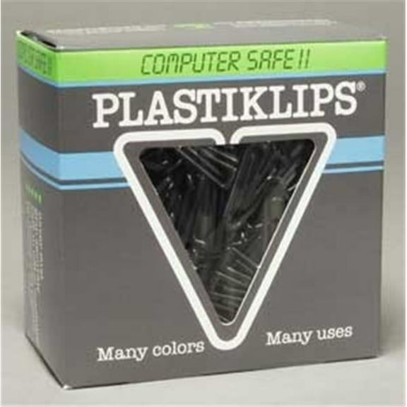 Plastiklips Paper Clips Medium Size 500 Pack BLACK (LP-0311) - Pack of 3
