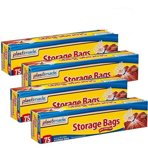 Plastimade Disposable Plastic Storage OKA4Bags With Original Twist Gallon Size, 300 Bags, Great Thanksgiving For Home, Office, Vacation, Traveling, Sandwich, Fruits, Cake, Cookies, Or Any Snack