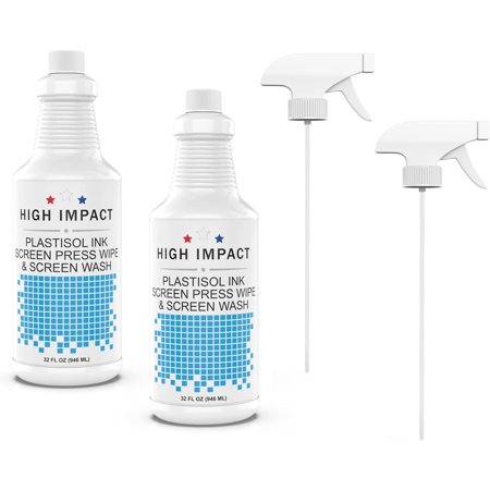 Plastisol Screen Wash by High Impact - in-Sink and On Press Screen Wash Ink Degradant and Cleaner for Screen Printing Inks - Designed to Remove Plastisol Ink- Made in USA - 32 fl oz (Pack of 2)