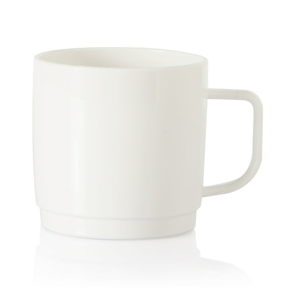 Plastport Coffee Mug with Handle, Multipurpose Unbreakable Polycarbonate Plastic Mugs, Ideal for Coffee and Tea, Fully Heat Resistant, Insulated Coffee Mug Set, 8.4 Oz, White - Set of 10