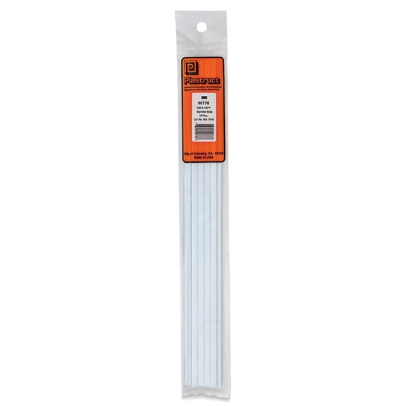 Plastruct Plastic Strip - Pkg of 10, 0.1" H 0.187" W 10" L