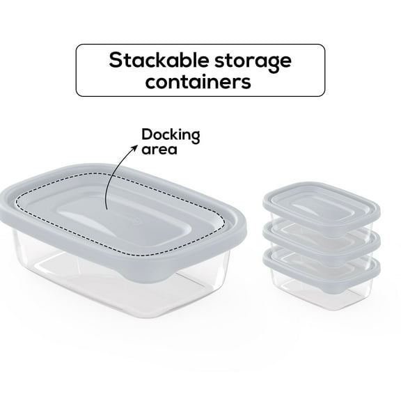 "Plasvale 10.14oz Food Storage Container with lids - High Density Construction, Stackable & Reusable", Freezer, Microwave and Dishwasher Safe - BPA Free (8-Pieces Set, White)