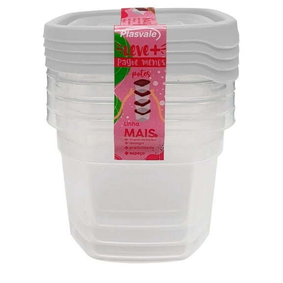 "Plasvale 17.92oz Food Storage Container with lids - High Density Construction, Stackable & Reusable", Freezer, Microwave and Dishwasher Safe - BPA Free (8-Pieces Set, White)