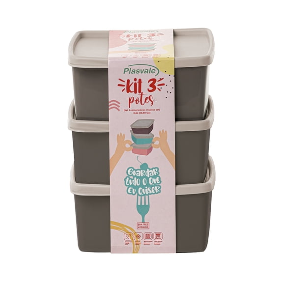 Plasvale - Food Storage Plastic Containers Set of Biovita Colorful Line - 16.90 fl oz - 6 Pieces - Microwave, Freezer and Dishwasher Safe - BPA Free (Brown)