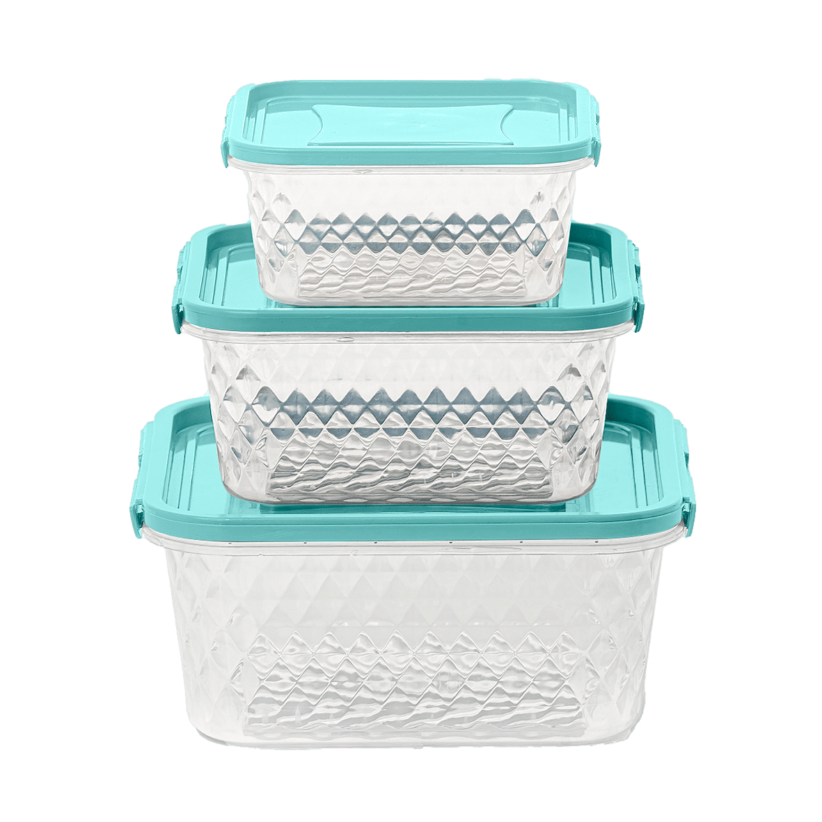 Plasvale Food Storage Plastic Containers Set of Crystal Line 6 Pieces