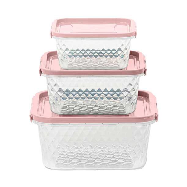 Plasvale Food Storage Plastic Containers Set of Crystal Line 6 Pieces