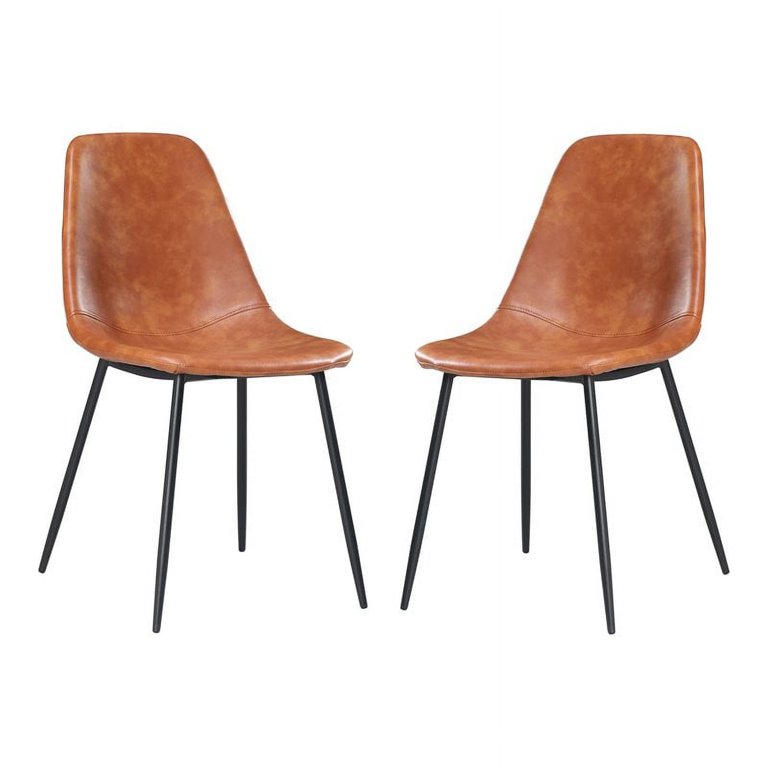 Tan real 2025 leather dining chairs