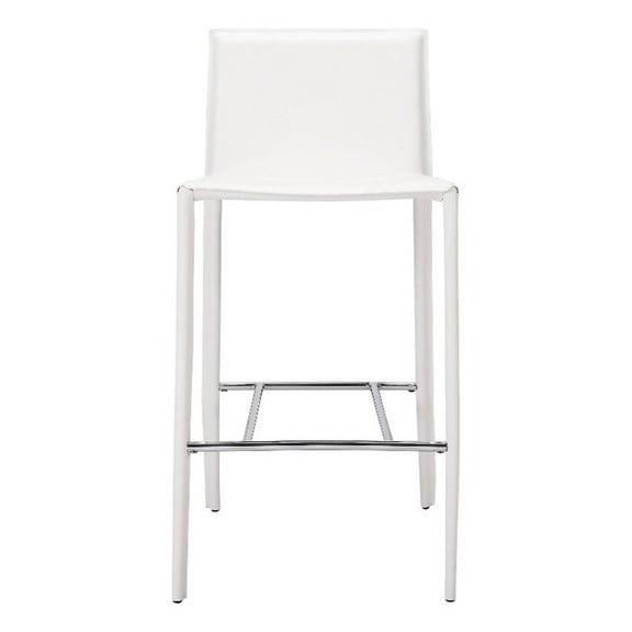 Plata Import Elizabeth Euro Style White Faux Leather 26" Counter Stool