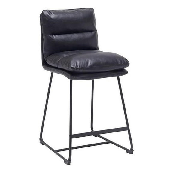Plata Import Lana 26" Counter Stool in Black Faux Leather (Set of 2)