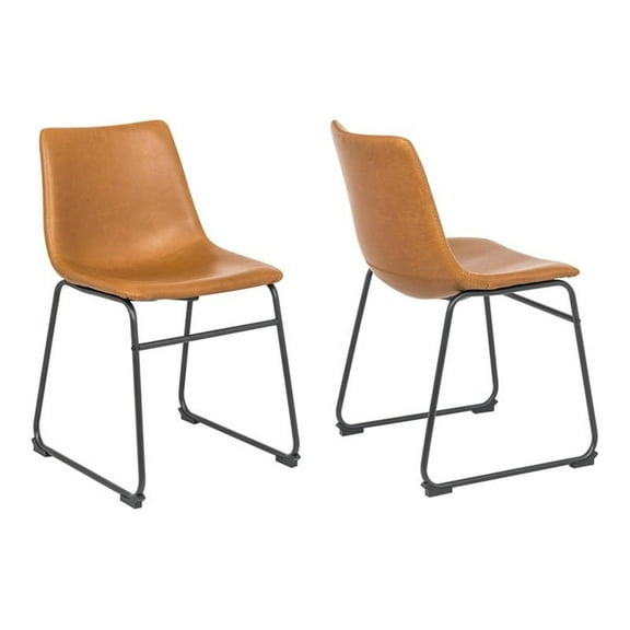 Plata Import Milana 17.5" Faux Leather Dining Chairs in Tan (Set of 2)