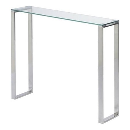 Plata Import Modern Narrow Clear Glass Console Table with Chrome Legs 30"