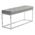 thumbnail image 1 of Plata Import Reign Tufted Metal Bench in Gray Faux Leather, 1 of 4