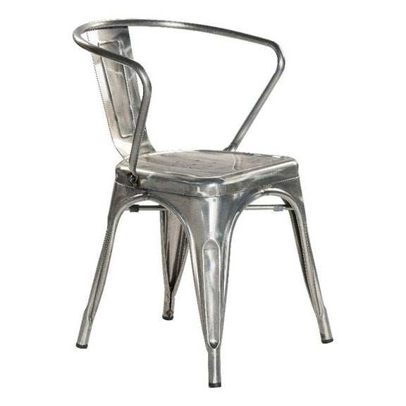 Plata Import Silver Metal Industrial Rustic Cafe Dining Chair (Set of 4)