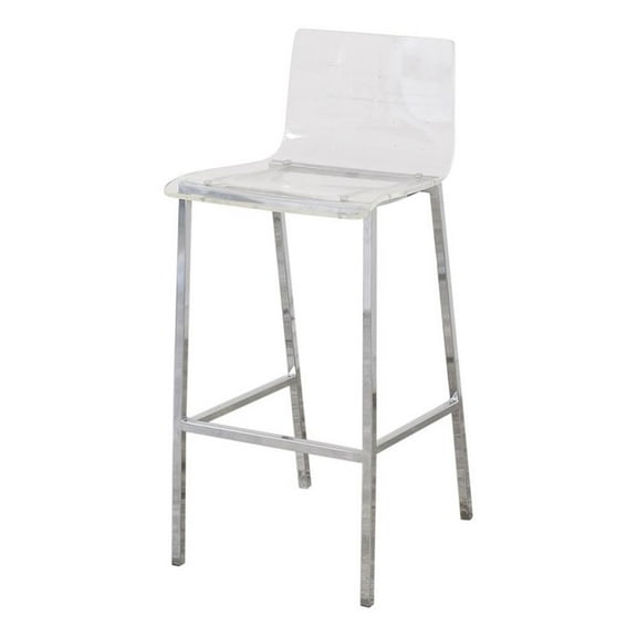 Plata Import Silver Orchid Lind Acrylic Low Back Counter Stool In Chrome