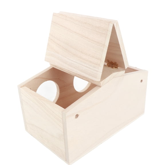 Platane Wood Bird House Nesting Box for Parrots & Swallows, 2-Hole Door Design, 9.1x5.1x4.9 Inch with Fitting Pack