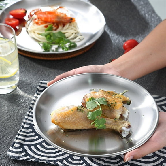 Plate*1 Clearance! Decorative Tray Small 7.8Inch Stainless Storage Organizer Vanity Trays Plate for Jewelry Cosmetics Coffee Tea Candle Bathroom Plate Kitchen Tableware