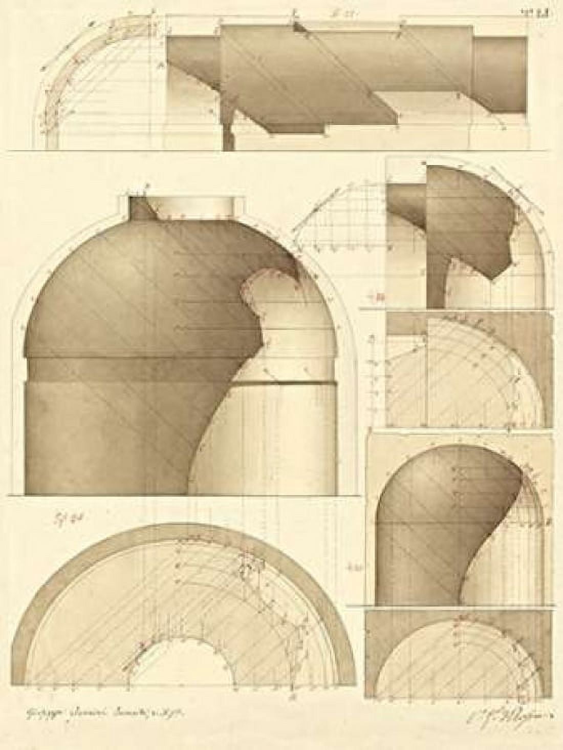 Plate 51 for Elements of Civil Architecture ca 1818-1850 Canvas Art - Giuseppe Vannini (18 x 24)