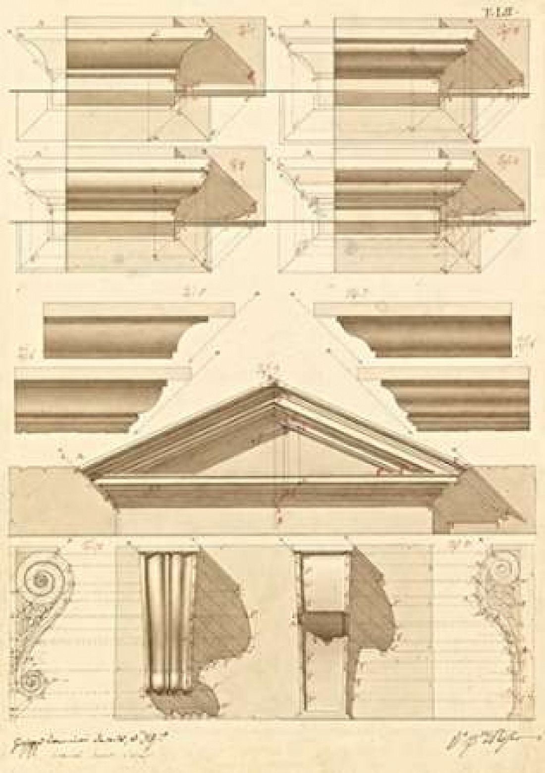 Plate 52 for Elements of Civil Architecture ca 1818-1850 Canvas Art - Giuseppe Vannini (20 x 28)