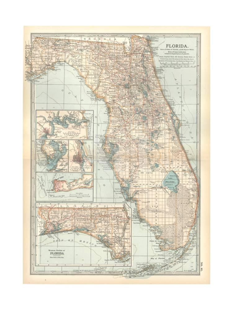 Florida Inset Map Plate 81 Map of Florida United States Inset Maps of Jacksonville ...