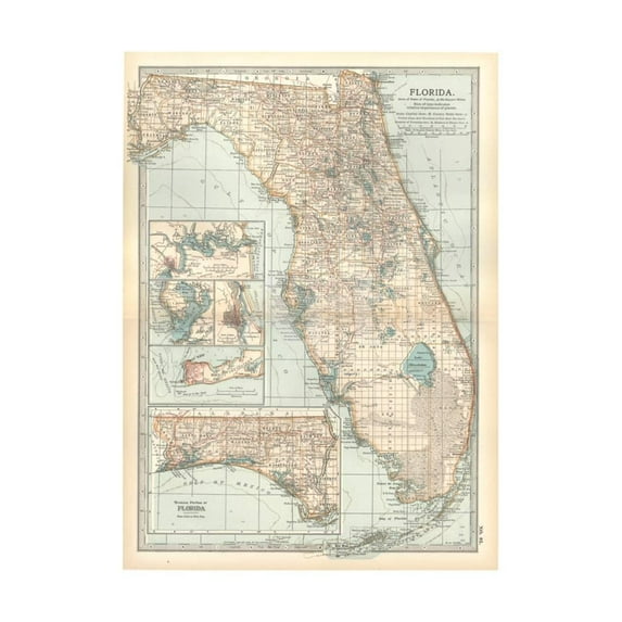 Plate 81 Map of Florida United States Inset Maps of Jacksonville, Unframed Giclee Print Wall Art by Encyclopaedia Britannica Sold by Art.Com