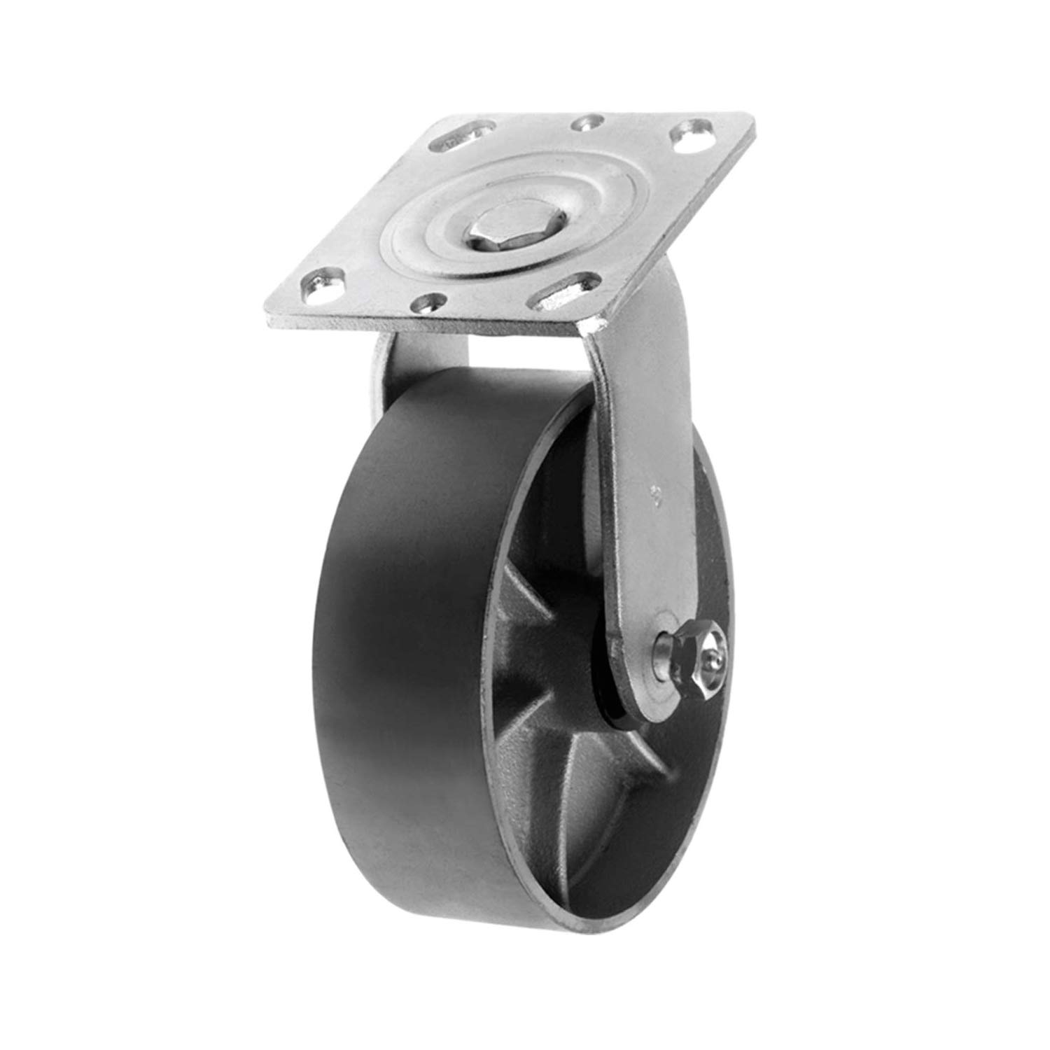 Plate Caster, Heavy Duty Steel Cast Iron Wheel W/Top Plate Caster Extra
