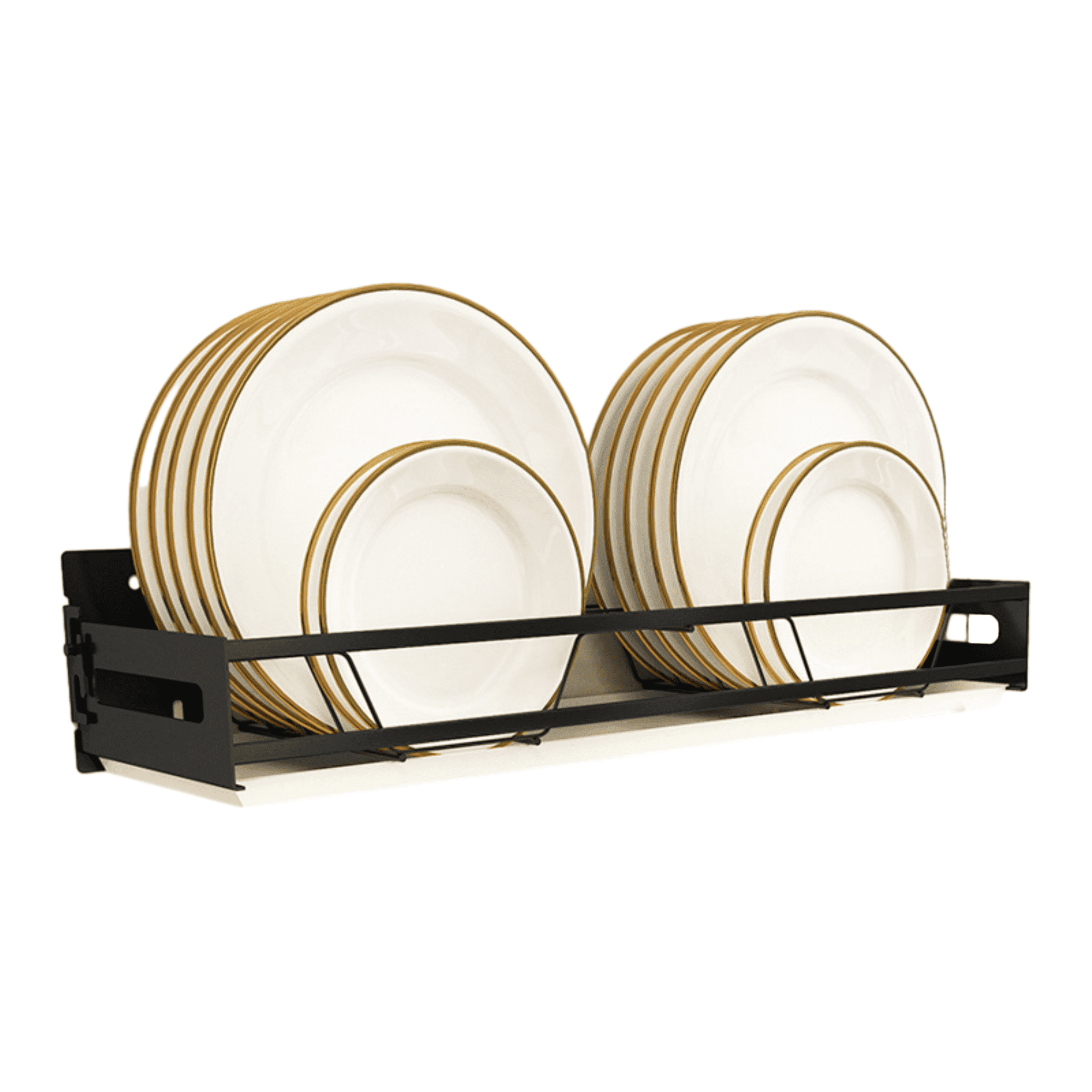 Cipaher Kitchen Dish Organizer Black Wall Mounted Plate Drying Rack with Drip Tray Walmart