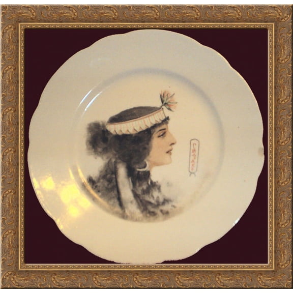 Plate 'Egyptian Queen' 20x20 Gold Ornate Wood Framed Canvas Art by Sergey Solomko